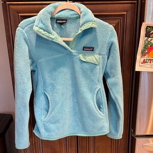 Patagonia Aqua Blue Textured Pullover Fleece